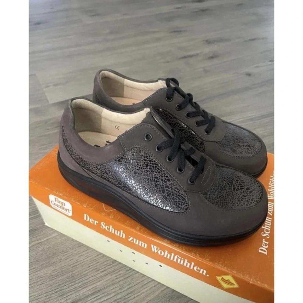 Finn Comfort Columbia Leather Shoes Women's Size 7 Brown Black